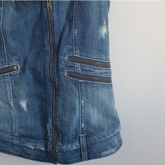 Guess Moto Jean Jacket Vest - distressed - small - Picture 5 of 8